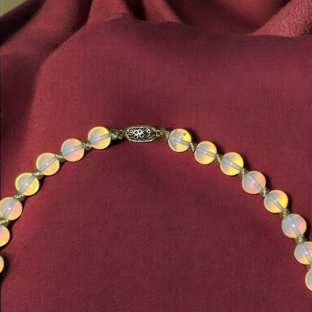 💥Art Deco Opaline Necklace With A Vermeil Clasp - Picture 5 of 5